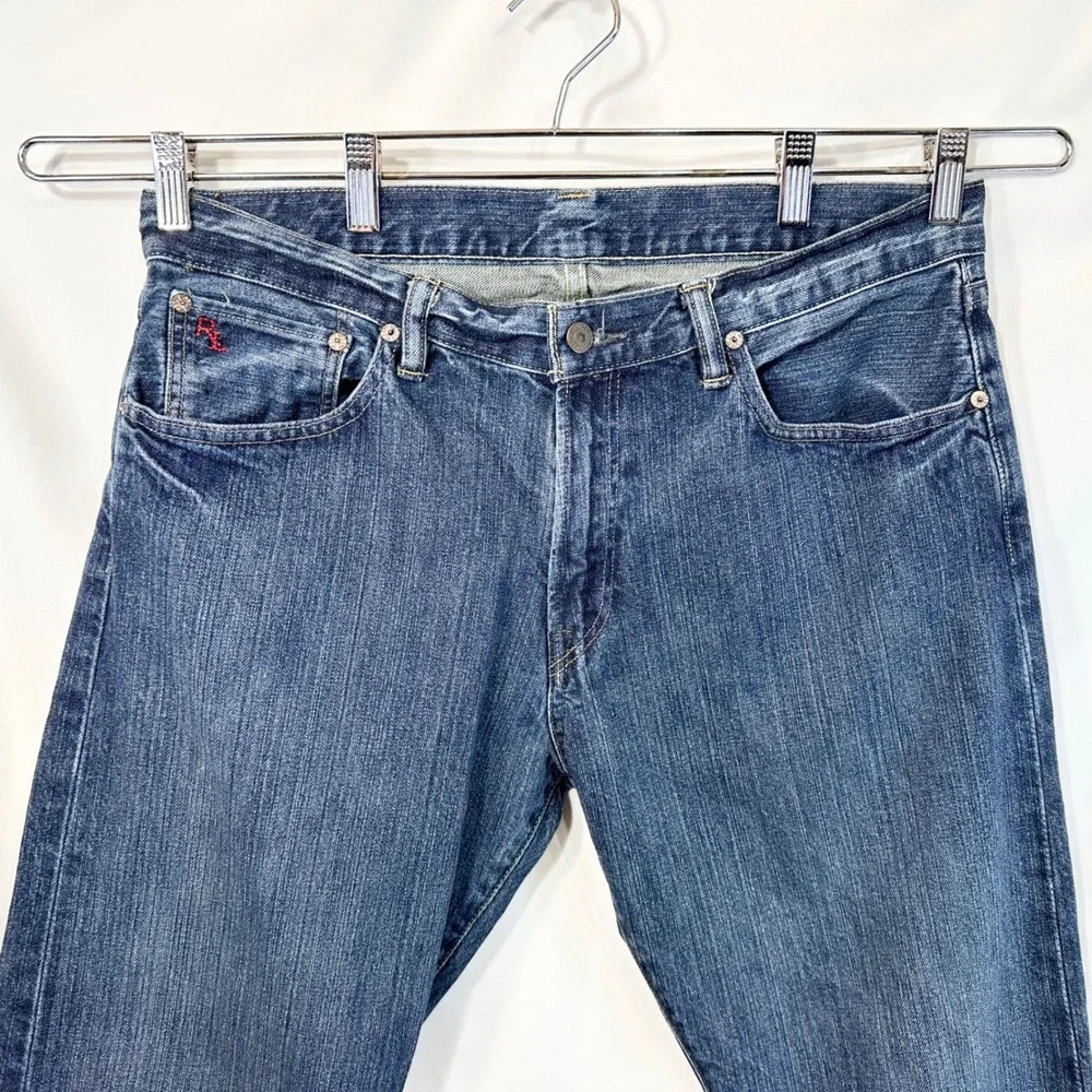 Polo Ralph Lauren Mens 34x32 Jeans Straight Leg Medium Wash Blue Denim Logo 1764